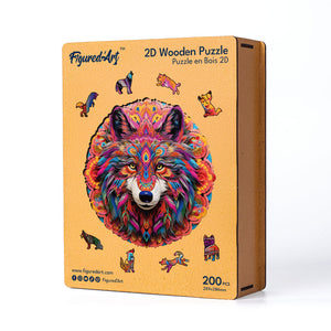 Puzzle en Bois Adulte - Loup vibrant