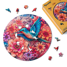 Charger l&#39;image dans la galerie, Puzzle en Bois Adulte - Colibri et Fleurs Épanouies