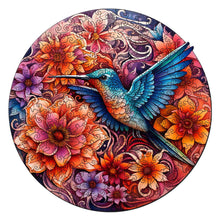 Charger l&#39;image dans la galerie, Puzzle en Bois Adulte - Colibri et Fleurs Épanouies