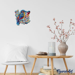 Puzzle en Bois Adulte - Oiseau bleu sur la Branche