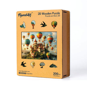 Puzzle en Bois Adulte - Château et Montgolfières