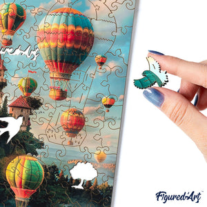 Puzzle en Bois Adulte - Château et Montgolfières