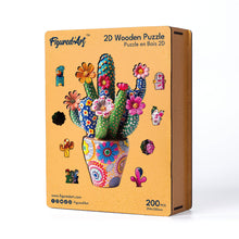 Charger l&#39;image dans la galerie, Puzzle en Bois Adulte - Cactus fleuri en Pot