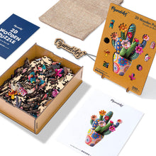Charger l&#39;image dans la galerie, Puzzle en Bois Adulte - Cactus fleuri en Pot