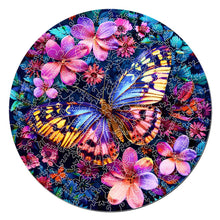 Charger l&#39;image dans la galerie, Puzzle en Bois Adulte - Papillon et fleurs