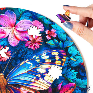 Puzzle en Bois Adulte - Papillon et fleurs