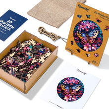 Charger l&#39;image dans la galerie, Puzzle en Bois Adulte - Papillon et fleurs