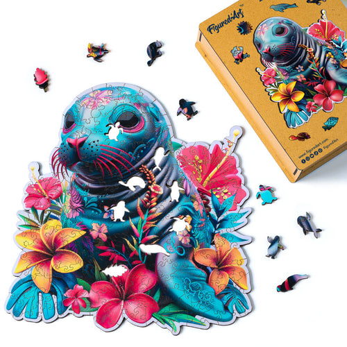 Puzzle en Bois Adulte - Phoque et Fleurs