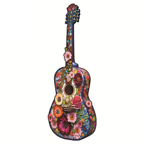 Puzzle 2D en Bois - Guitare Fleurie