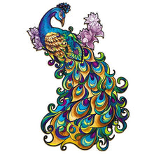 Charger l&#39;image dans la galerie, Puzzle 2D en Bois - Paon bleu et jaune