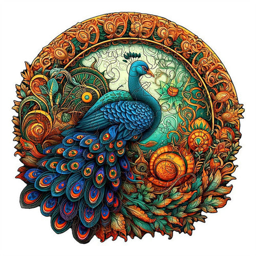 Puzzle 2D en Bois - Feuilles de Paon