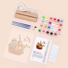 Charger l&#39;image dans la galerie, Peinture par numéros - Support en bois avec Lumière LED 15x20cm - Père Noël 01