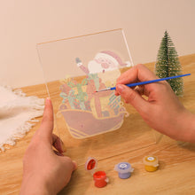 Charger l&#39;image dans la galerie, Peinture par numéros - Support en bois avec Lumière LED 15x20cm - Père Noël 01