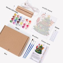 Charger l&#39;image dans la galerie, Peinture par numéros - Support en bois avec Lumière LED 15x20cm - Père Noël 03