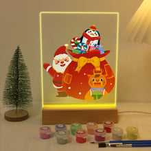 Charger l&#39;image dans la galerie, Peinture par numéros - Support en bois avec Lumière LED 15x20cm - Père Noël 05