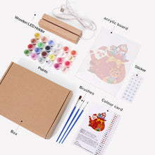 Charger l&#39;image dans la galerie, Peinture par numéros - Support en bois avec Lumière LED 15x20cm - Père Noël 05