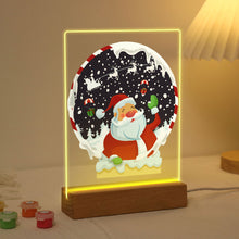 Charger l&#39;image dans la galerie, Peinture par numéros - Support en bois avec Lumière LED 15x20cm - Père Noël 06
