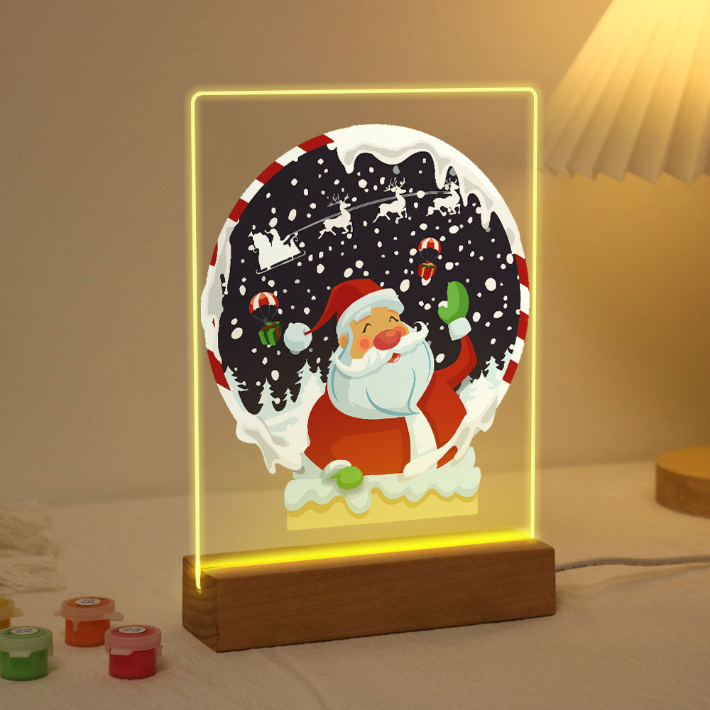 Peinture par numéros - Support en bois avec Lumière LED 15x20cm - Père Noël 06