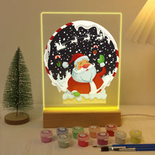Charger l&#39;image dans la galerie, Peinture par numéros - Support en bois avec Lumière LED 15x20cm - Père Noël 06