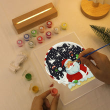 Charger l&#39;image dans la galerie, Peinture par numéros - Support en bois avec Lumière LED 15x20cm - Père Noël 06