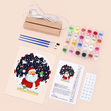 Charger l&#39;image dans la galerie, Peinture par numéros - Support en bois avec Lumière LED 15x20cm - Père Noël 06
