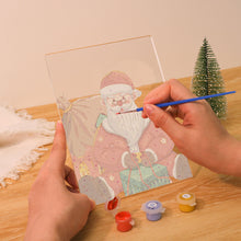 Charger l&#39;image dans la galerie, Peinture par numéros - Support en bois avec Lumière LED 15x20cm - Père Noël 09