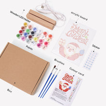 Charger l&#39;image dans la galerie, Peinture par numéros - Support en bois avec Lumière LED 15x20cm - Père Noël 10