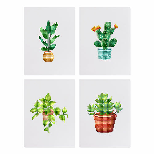 Mini Diamond Painting 15x20cm (4 pièces) - Joyaux du Jardin : Mini Succulente