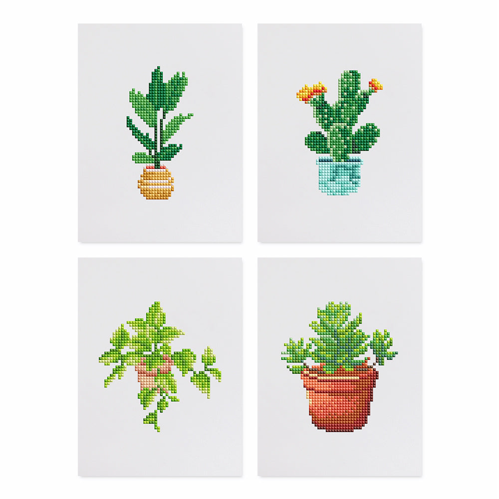 Mini Diamond Painting 15x20cm (4 pièces) - Joyaux du Jardin : Mini Succulente