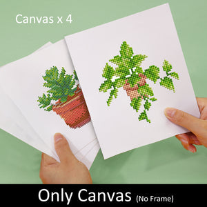 Mini Diamond Painting 15x20cm (4 pièces) - Joyaux du Jardin : Mini Succulente