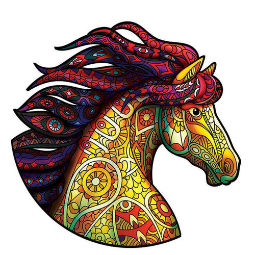 Puzzle 2D en Bois - Cheval Mandala
