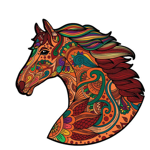 Puzzle 2D en Bois - Cheval Hippie