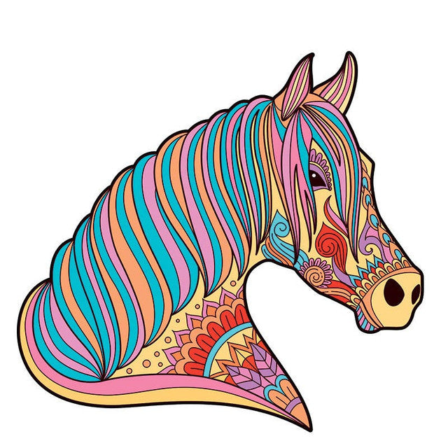 Puzzle 2D en Bois - Cheval Pastel