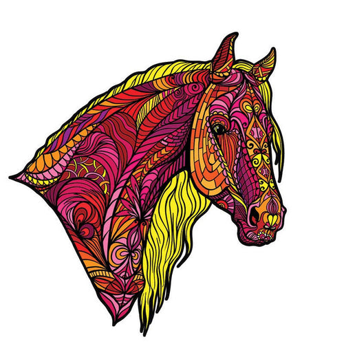 Puzzle 2D en Bois - Cheval Rose