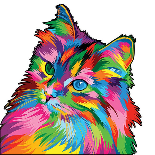 Puzzle 2D en Bois - Chaton Coloré