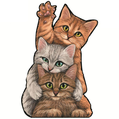 Puzzle 2D en Bois - Chatons Heureux
