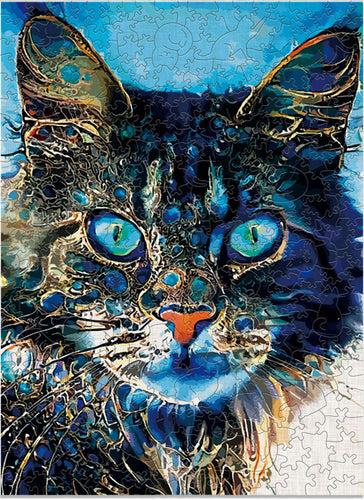 Puzzle 2D en Bois - Chat Sérieux