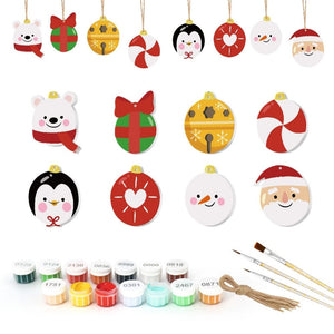 Décorations de Noël Peinture par Numéros - Kit Ours polaire Pingouin Père Noël