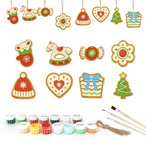Décorations de Noël Peinture par Numéros - Kit Chapeau Moufles Sapin Cheval