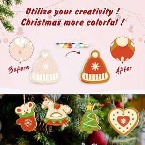 Décorations de Noël Peinture par Numéros - Kit Chapeau Moufles Sapin Cheval