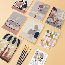 Charger l'image dans la galerie, Mini Peinture par numéros 15x20cm (6 pièces) - Romance Café