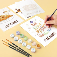 Charger l&#39;image dans la galerie, Mini Peinture par numéros 15x20cm (6 pièces) - Pâtisseries Françaises
