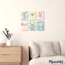 Charger l&#39;image dans la galerie, Mini Peinture par numéros 15x20cm (6 pièces) - Cocktails Pop Art