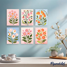 Charger l'image dans la galerie, Mini Peinture par numéros 15x20cm (6 pièces) - Fleurs Printanières