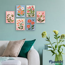 Charger l'image dans la galerie, Mini Peinture par numéros 15x20cm (6 pièces) - Fleurs Champêtres