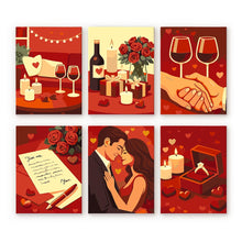 Charger l'image dans la galerie, Mini Peinture par numéros 15x20cm (6 pièces) - Romance et Amour Figured'Art