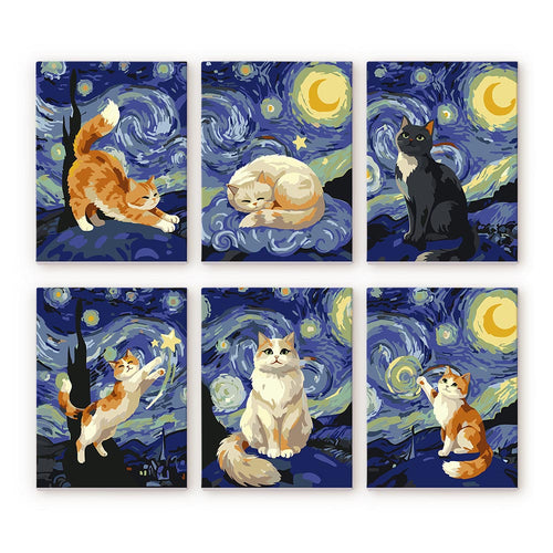 Lot De 6 Kits Peinture Par Numéros Cocktails Rétro - Toile 20x30 Cm, Peinture Acrylique, Pinceaux, Pour Adultes Débutants