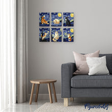 Charger l'image dans la galerie, Mini Peinture par numéros 15x20cm (6 pièces) - Chats Nuit Étoilée
