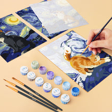 Charger l'image dans la galerie, Mini Peinture par numéros 15x20cm (6 pièces) - Chats Nuit Étoilée