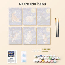 Charger l'image dans la galerie, Mini Peinture par numéros 15x20cm (6 pièces) - Chats Nuit Étoilée